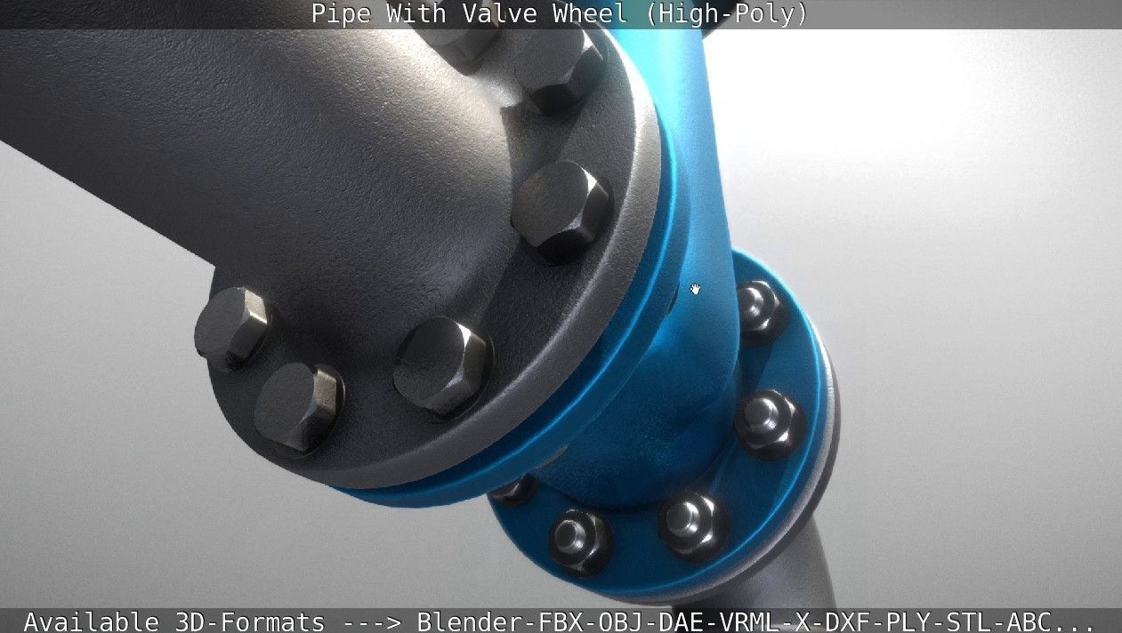 Pipe With Valve Wheel High-Poly 3D model_9