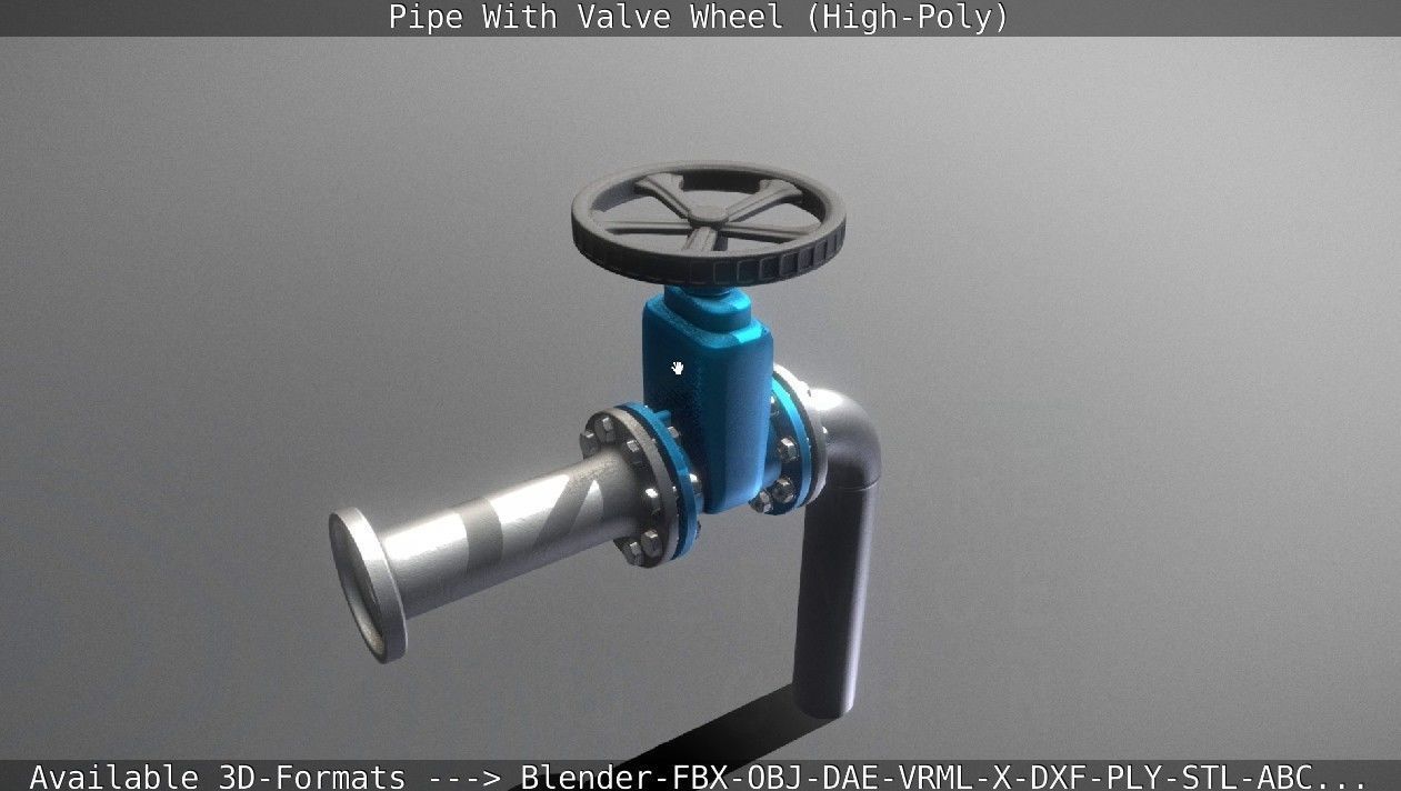 Pipe With Valve Wheel High-Poly 3D model_141