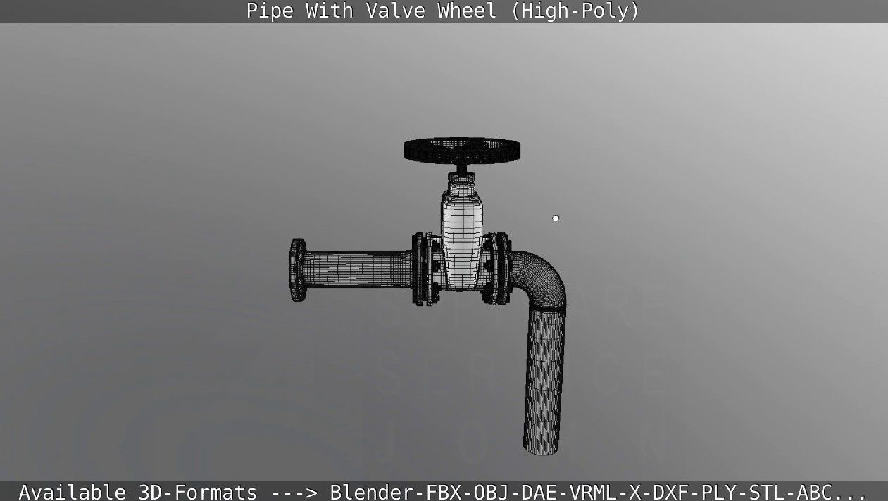 Pipe With Valve Wheel High-Poly 3D model_115