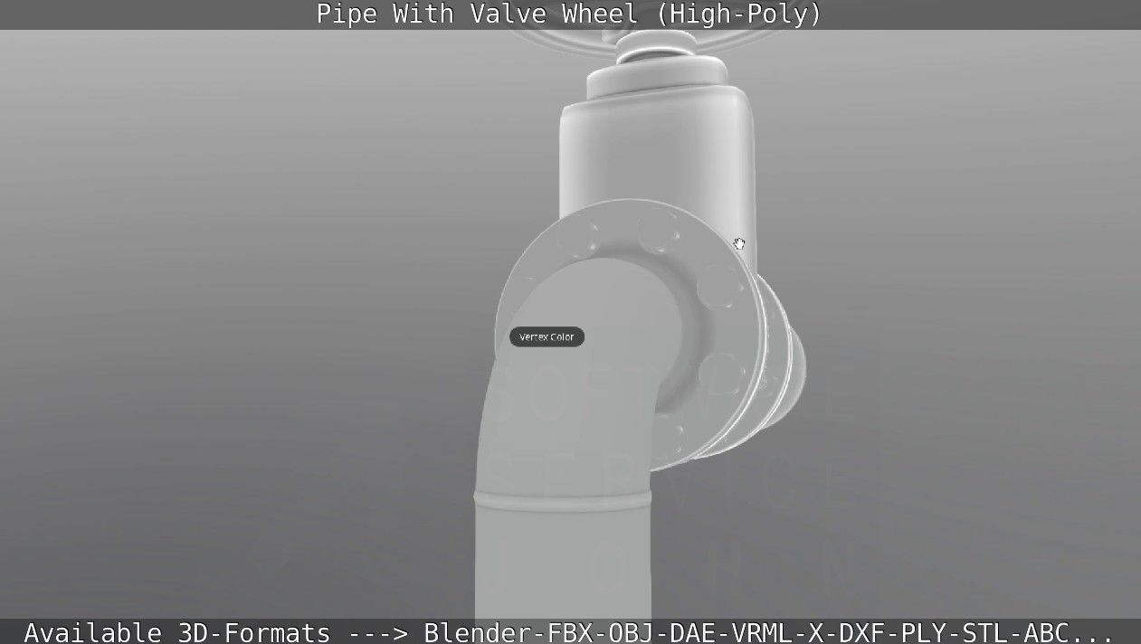 Pipe With Valve Wheel High-Poly 3D model_90