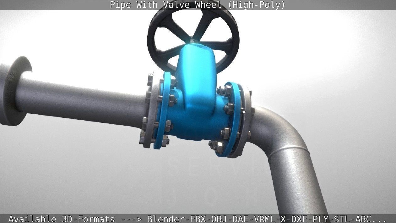 Pipe With Valve Wheel High-Poly 3D model_11