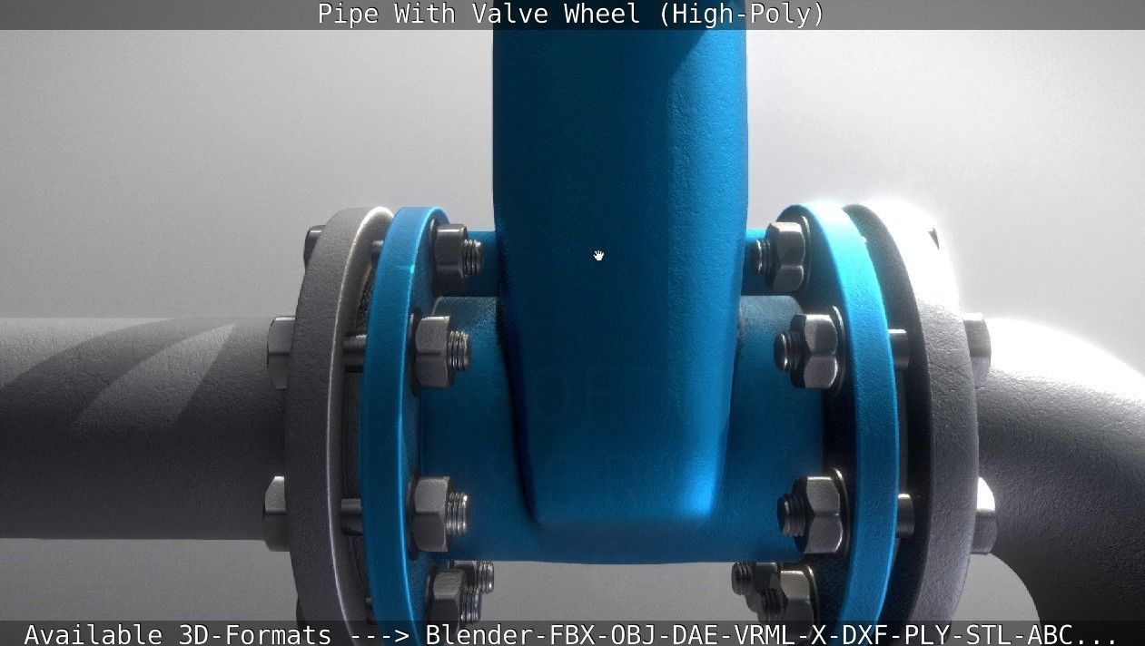 Pipe With Valve Wheel High-Poly 3D model_133