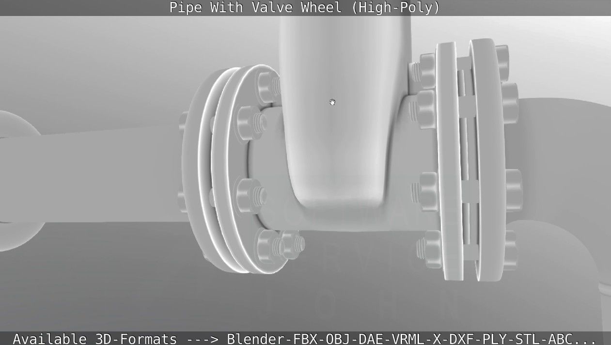 Pipe With Valve Wheel High-Poly 3D model_100
