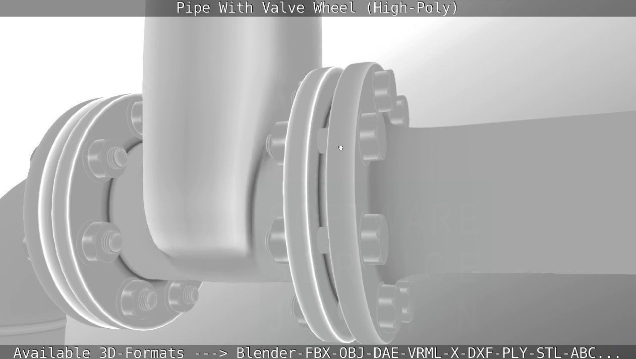 Pipe With Valve Wheel High-Poly 3D model_95