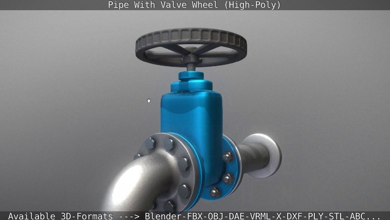 Pipe With Valve Wheel High-Poly 3D model_35