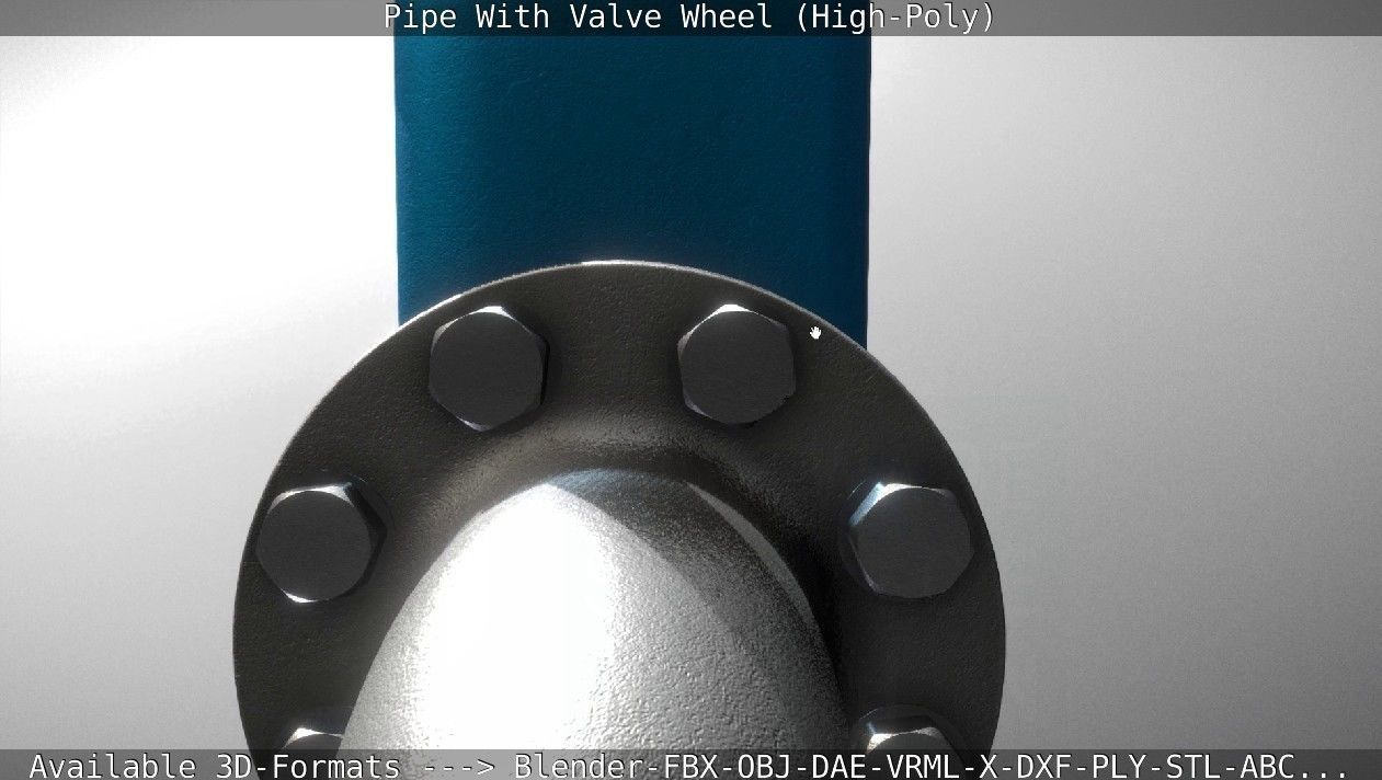 Pipe With Valve Wheel High-Poly 3D model_22