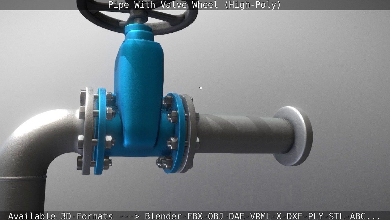 Pipe With Valve Wheel High-Poly 3D model_84