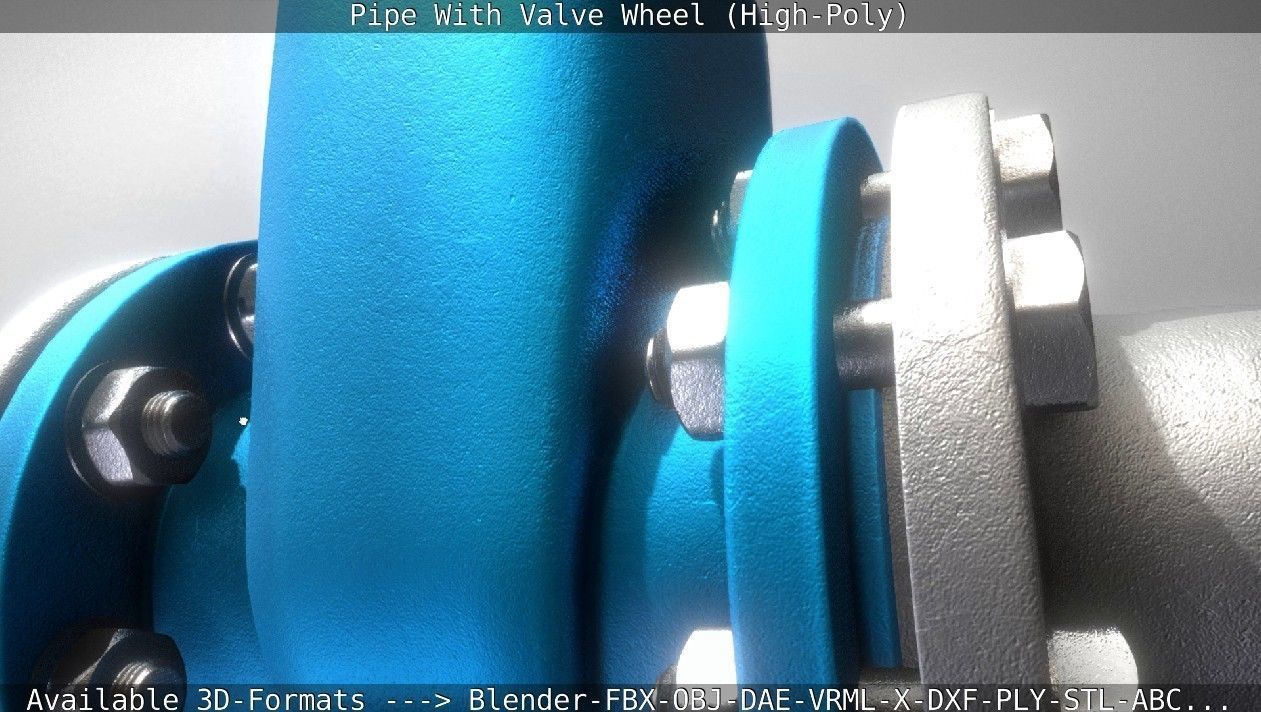 Pipe With Valve Wheel High-Poly 3D model_18