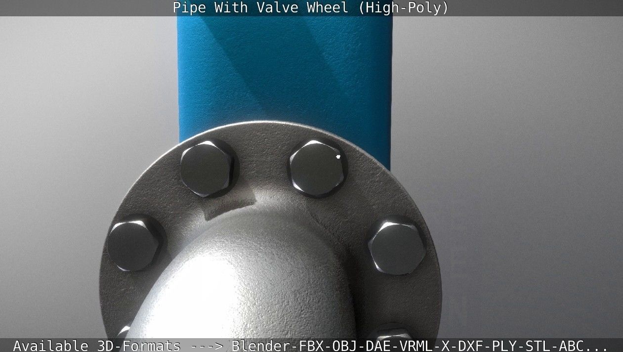 Pipe With Valve Wheel High-Poly 3D model_21