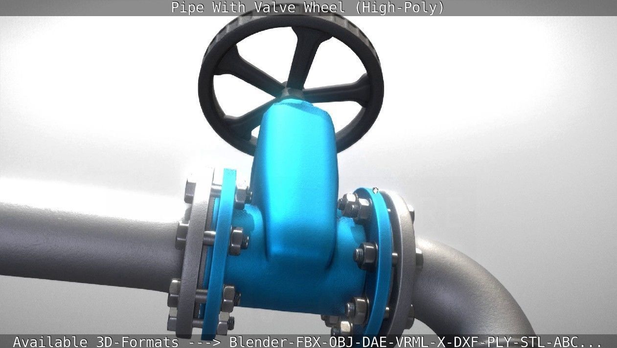 Pipe With Valve Wheel High-Poly 3D model_26