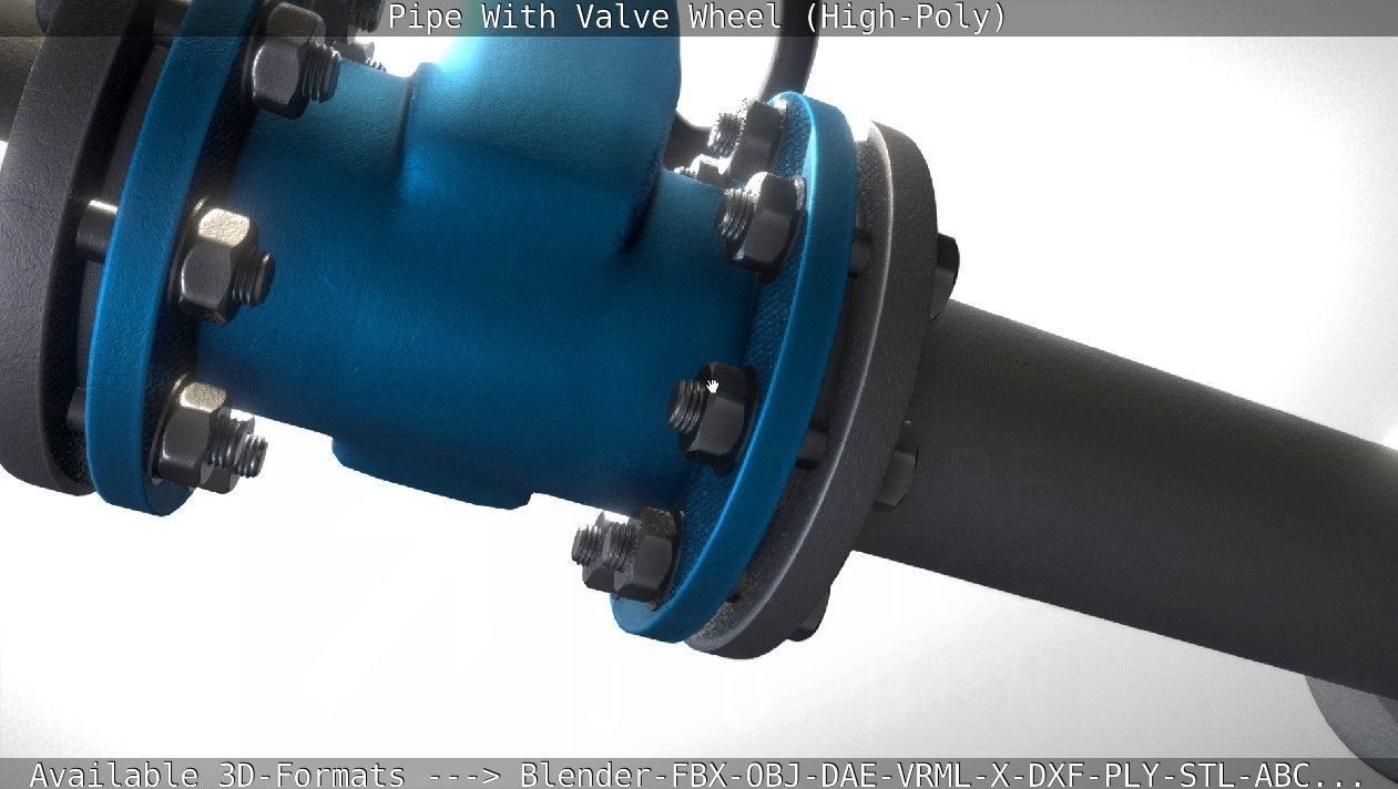 Pipe With Valve Wheel High-Poly 3D model_24