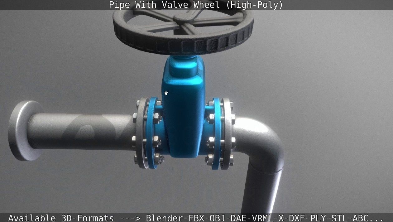 Pipe With Valve Wheel High-Poly 3D model_55