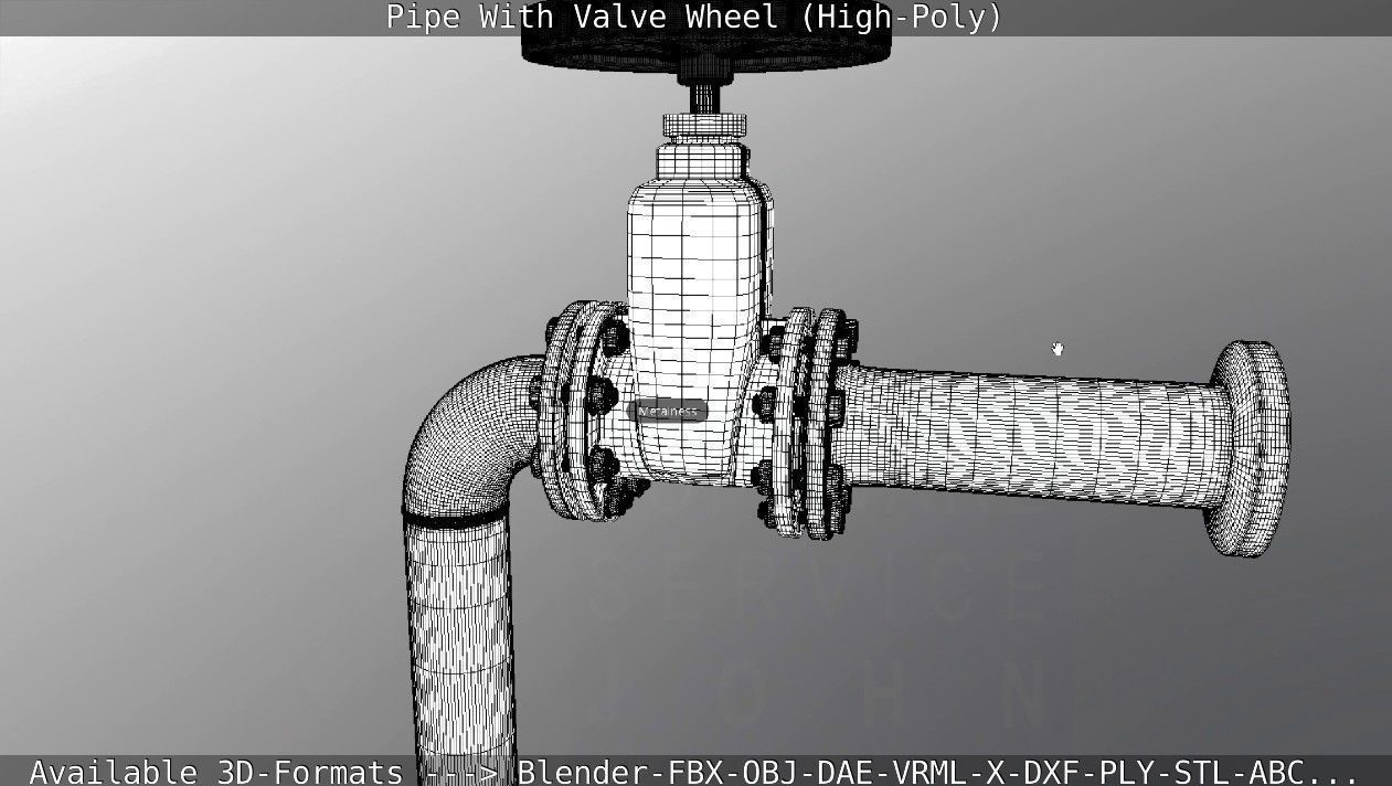Pipe With Valve Wheel High-Poly 3D model_123