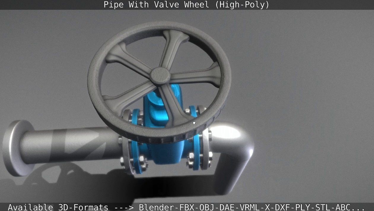 Pipe With Valve Wheel High-Poly 3D model_32