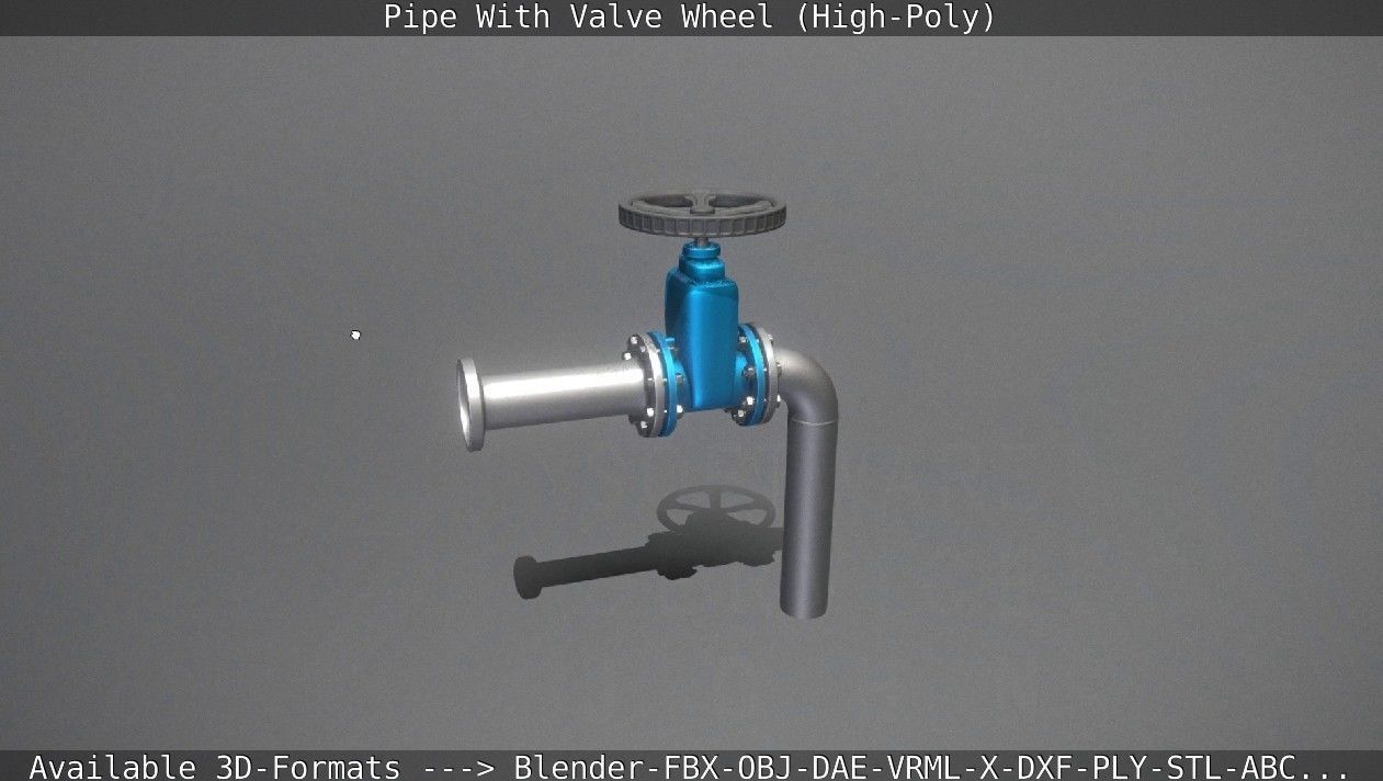 Pipe With Valve Wheel High-Poly 3D model_145