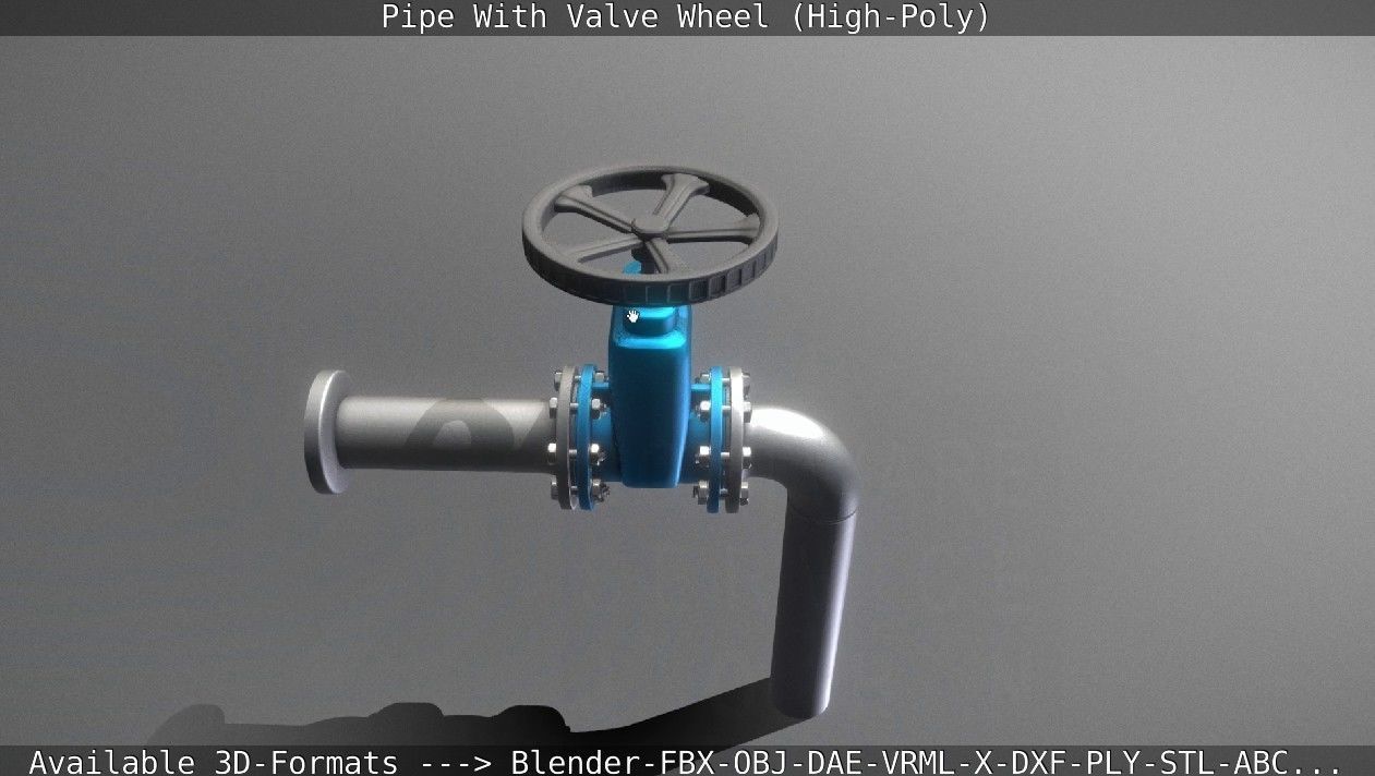 Pipe With Valve Wheel High-Poly 3D model_58