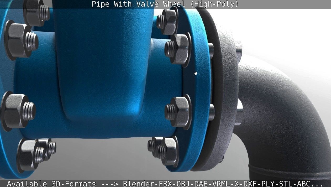 Pipe With Valve Wheel High-Poly 3D model_45