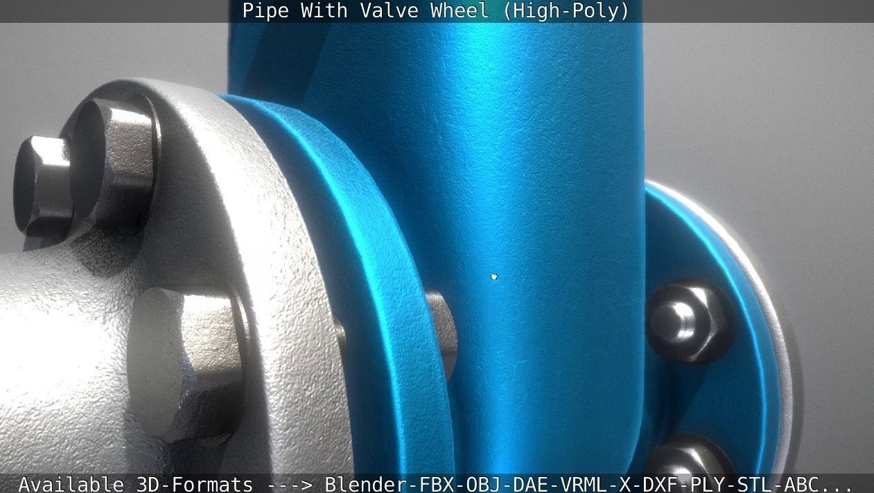 Pipe With Valve Wheel High-Poly 3D model_12