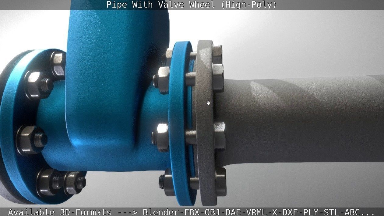 Pipe With Valve Wheel High-Poly 3D model_88