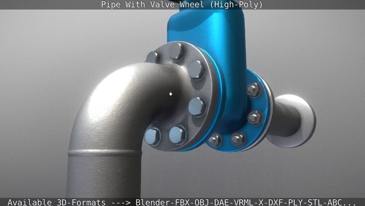 Pipe With Valve Wheel High-Poly 3D model_37