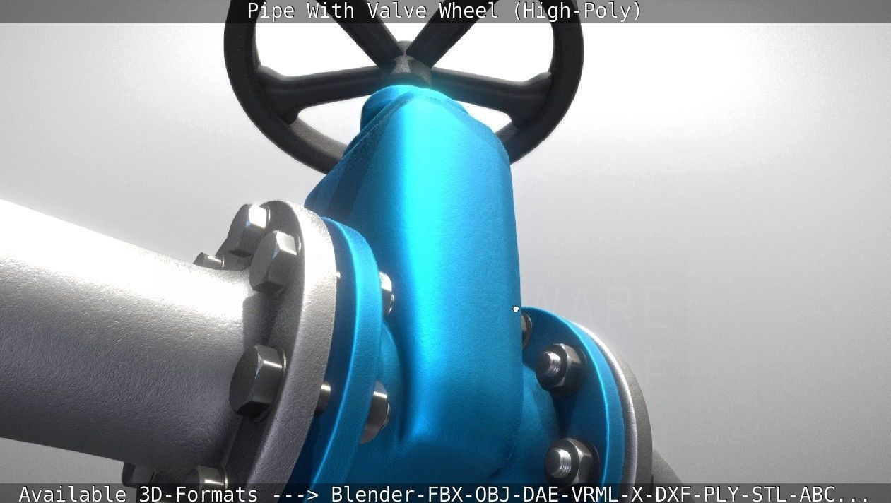 Pipe With Valve Wheel High-Poly 3D model_17