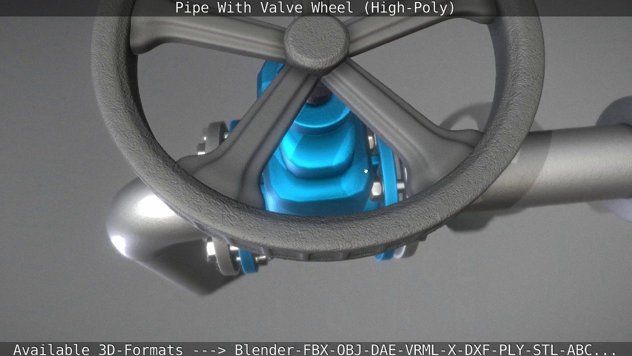 Pipe With Valve Wheel High-Poly 3D model_30
