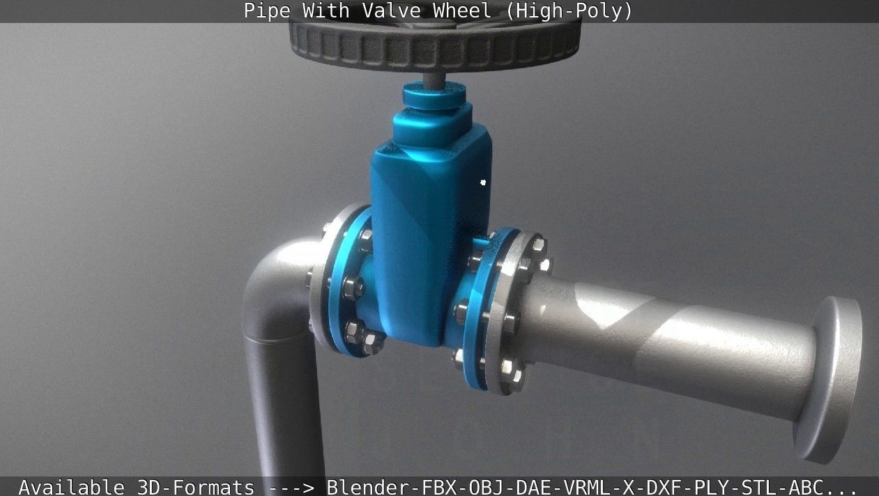 Pipe With Valve Wheel High-Poly 3D model_33