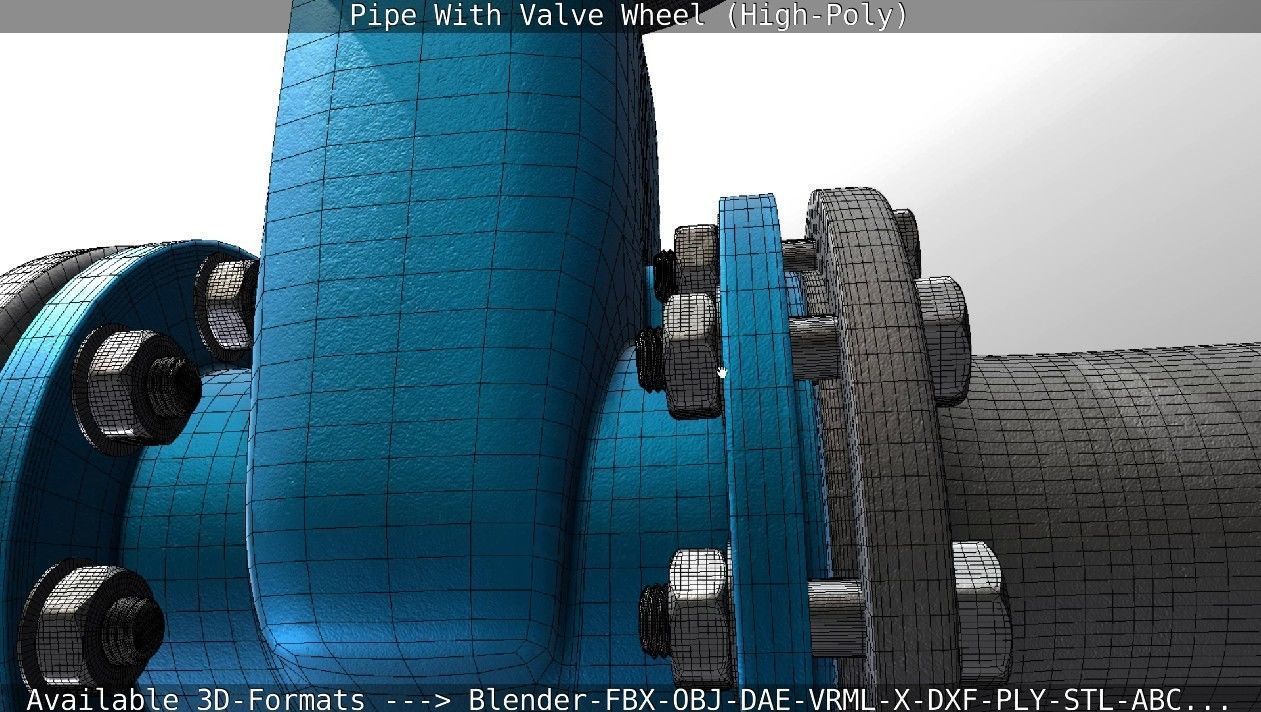 Pipe With Valve Wheel High-Poly 3D model_67