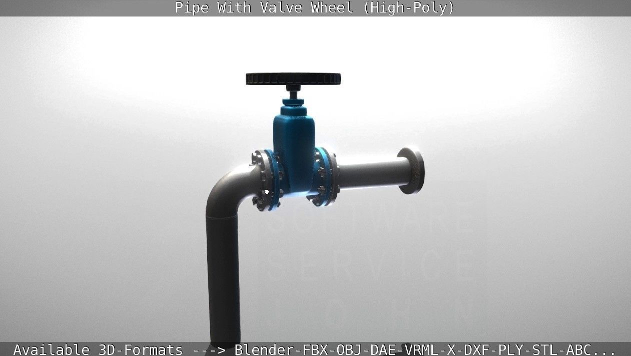 Pipe With Valve Wheel High-Poly 3D model_2