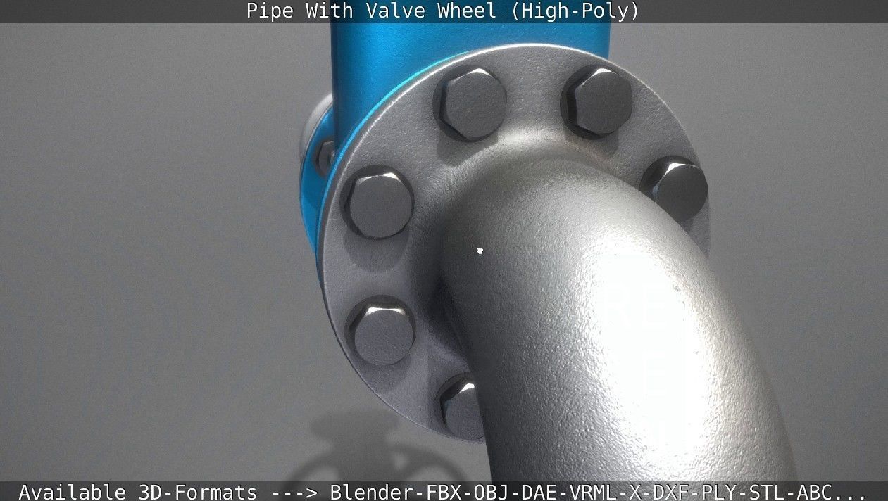 Pipe With Valve Wheel High-Poly 3D model_41