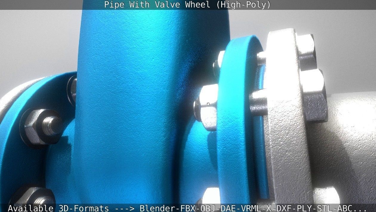 Pipe With Valve Wheel High-Poly 3D model_13