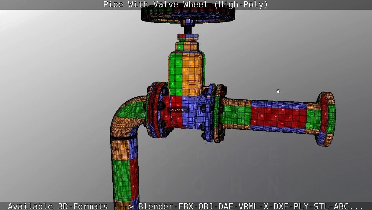 Pipe With Valve Wheel High-Poly 3D model_127