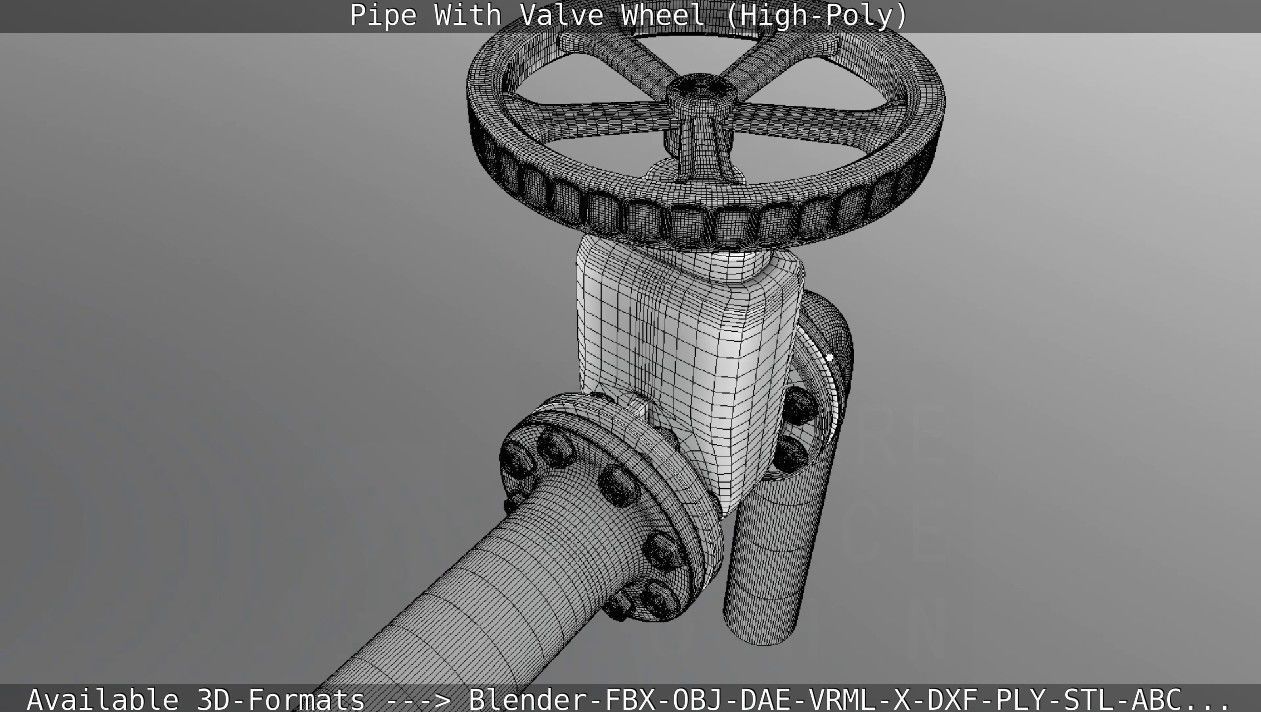 Pipe With Valve Wheel High-Poly 3D model_120