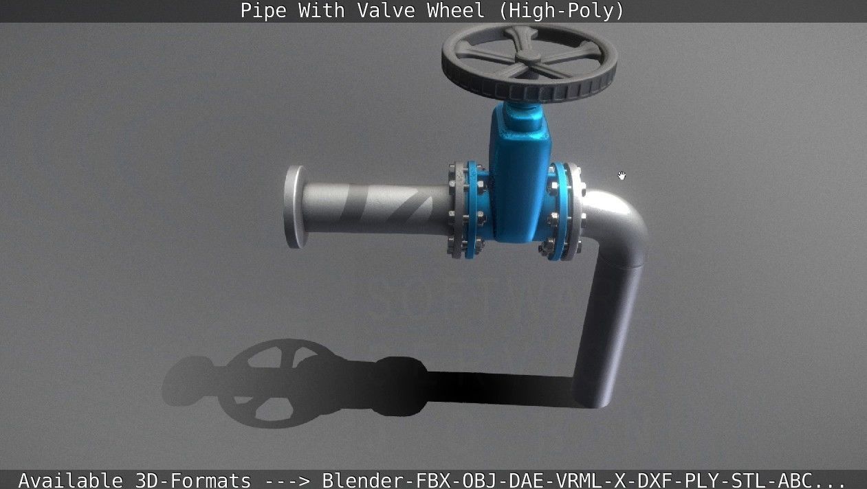Pipe With Valve Wheel High-Poly 3D model_71
