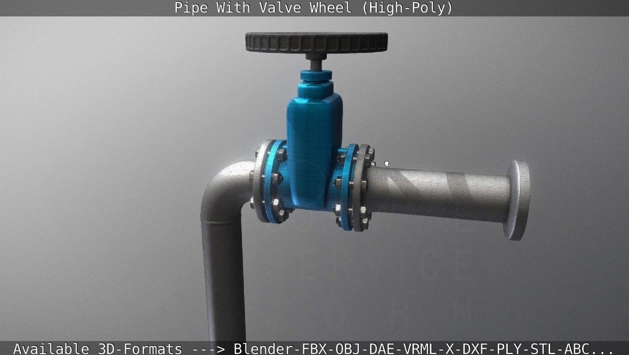 Pipe With Valve Wheel High-Poly 3D model_136