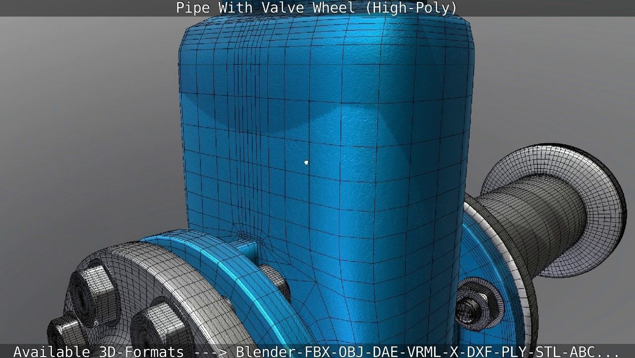 Pipe With Valve Wheel High-Poly 3D model_54