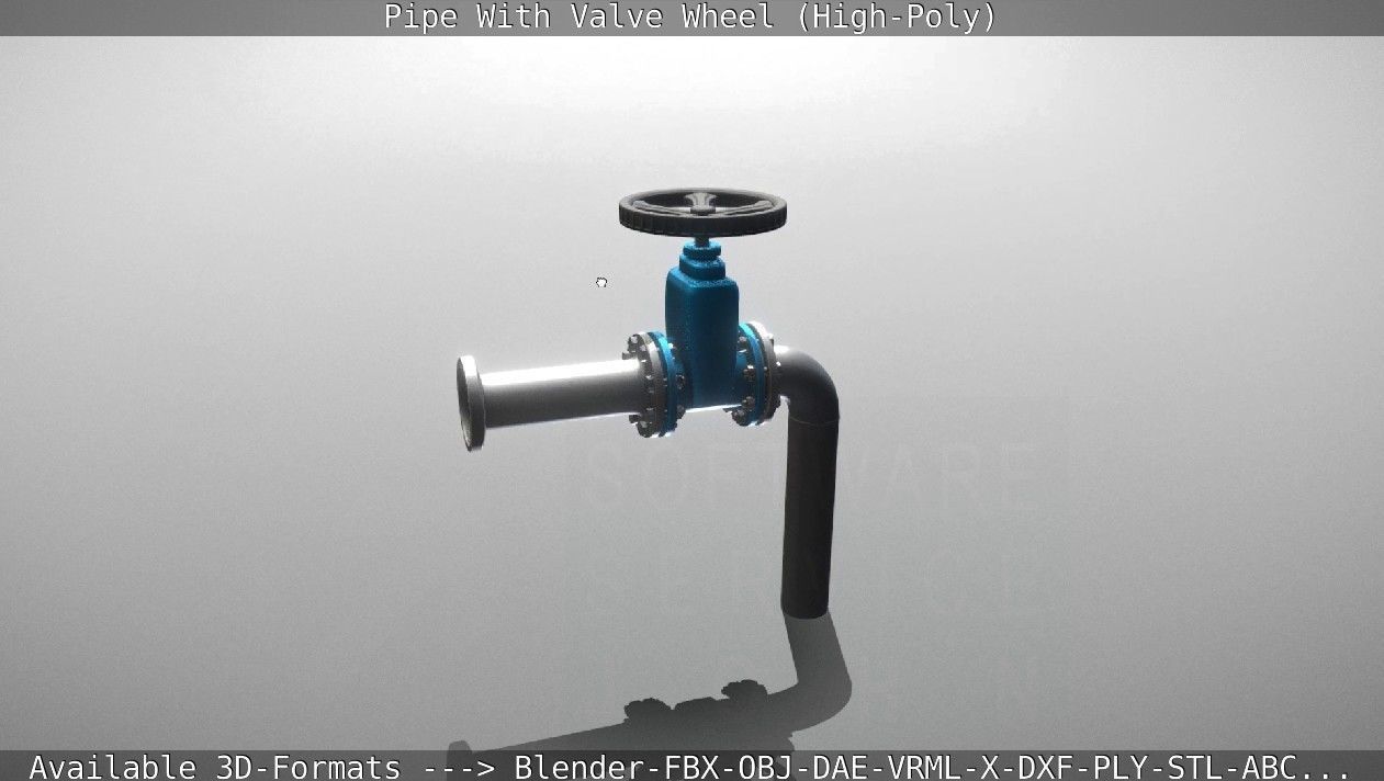 Pipe With Valve Wheel High-Poly 3D model_144