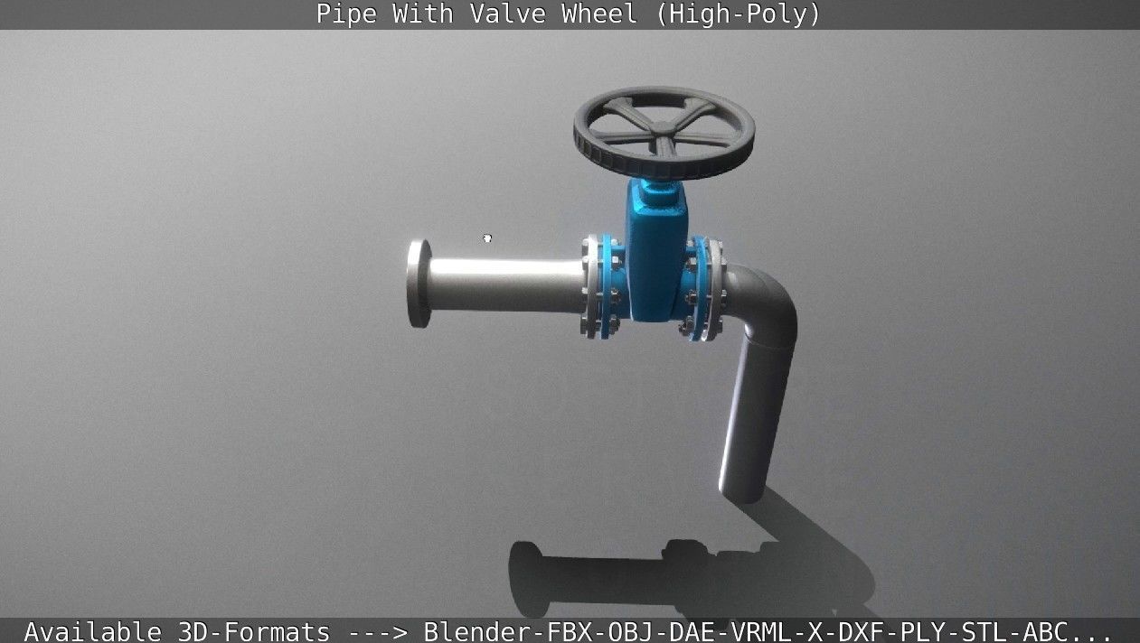 Pipe With Valve Wheel High-Poly 3D model_64