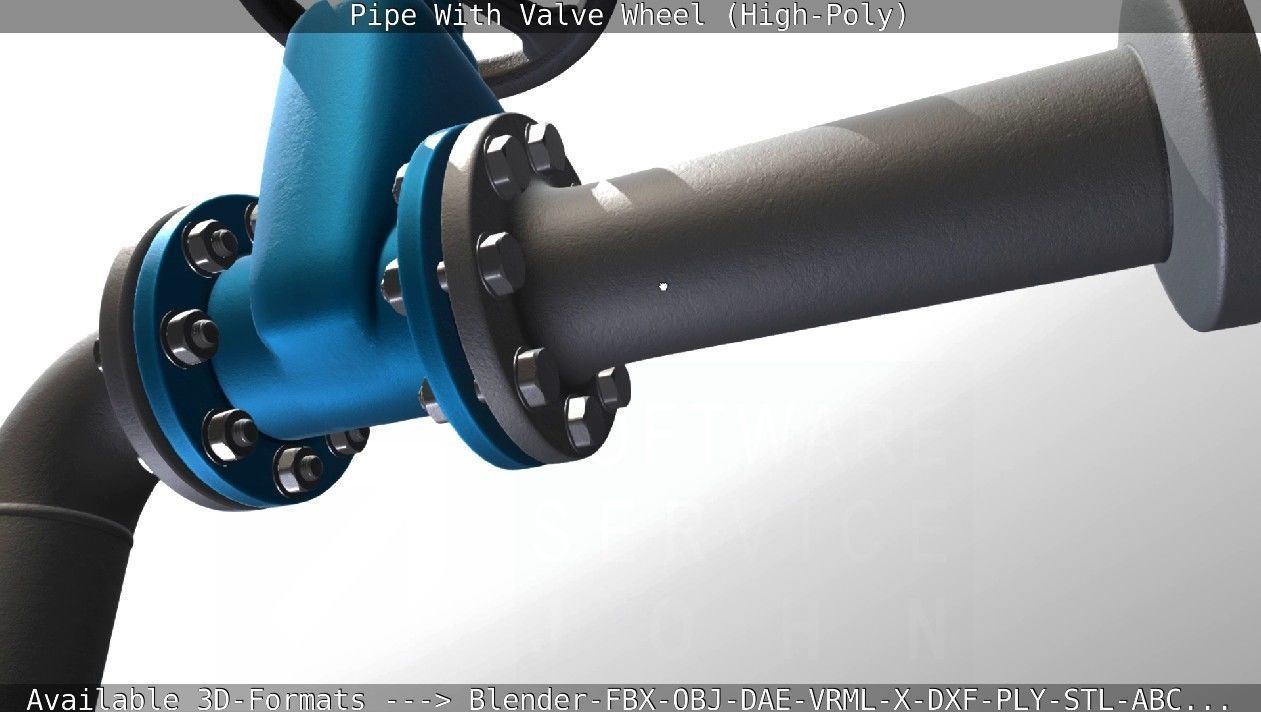 Pipe With Valve Wheel High-Poly 3D model_70