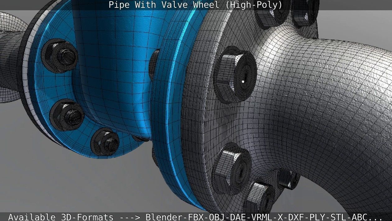 Pipe With Valve Wheel High-Poly 3D model_49