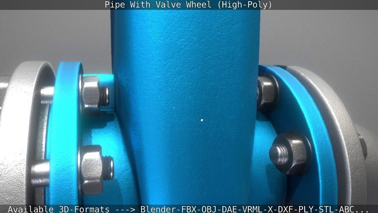Pipe With Valve Wheel High-Poly 3D model_25