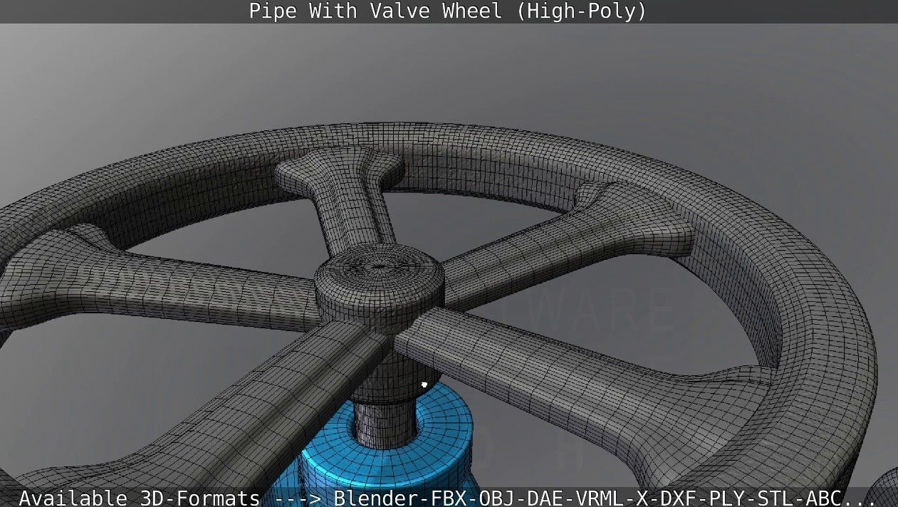 Pipe With Valve Wheel High-Poly 3D model_60