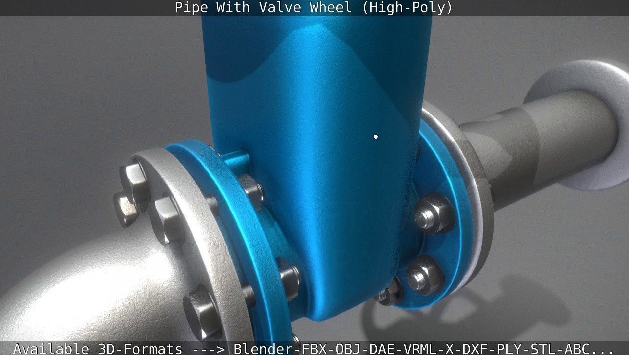 Pipe With Valve Wheel High-Poly 3D model_28