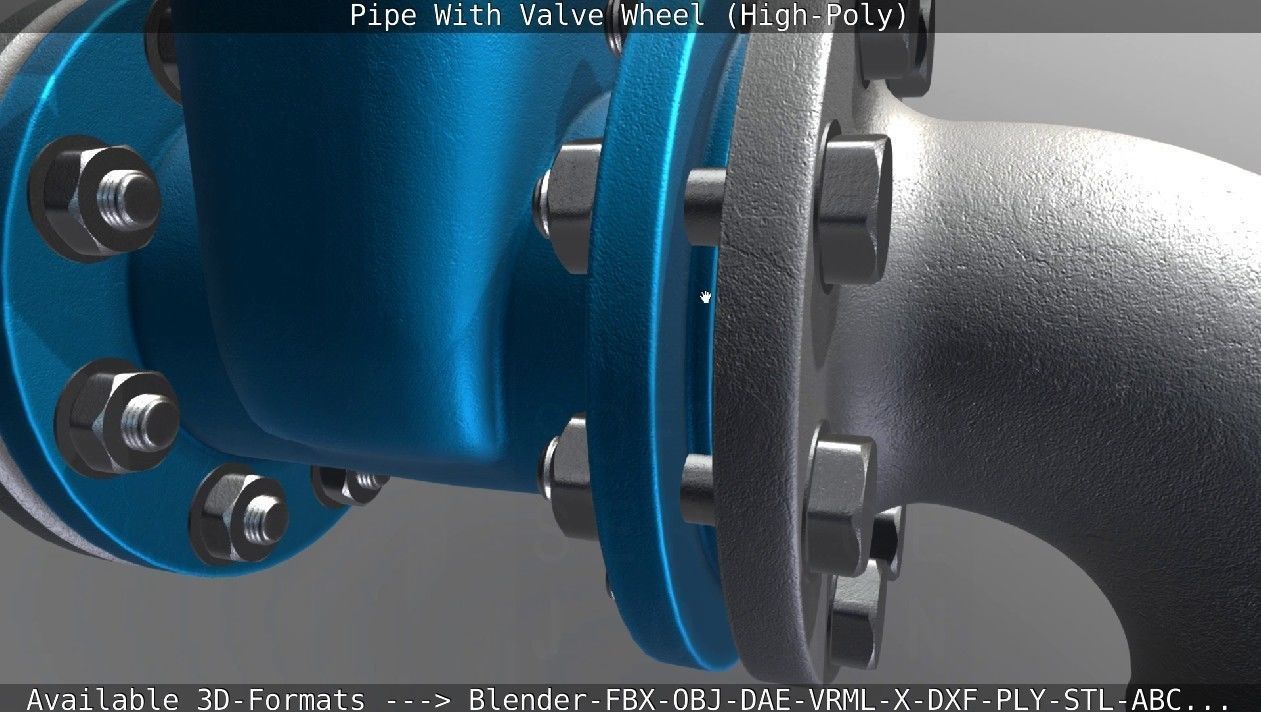 Pipe With Valve Wheel High-Poly 3D model_47