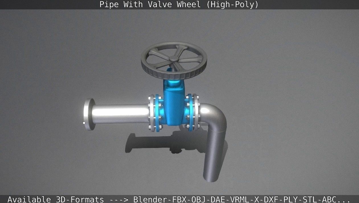 Pipe With Valve Wheel High-Poly 3D model_7