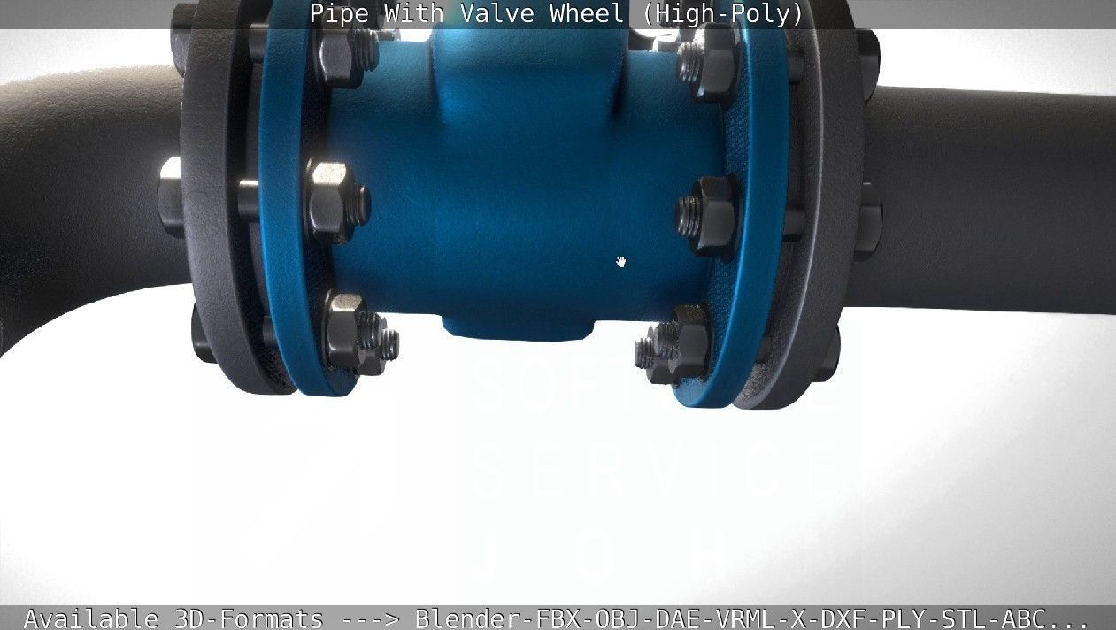 Pipe With Valve Wheel High-Poly 3D model_101