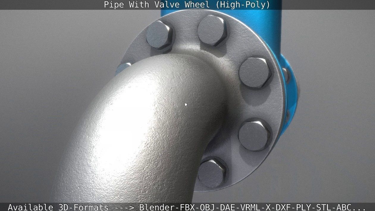 Pipe With Valve Wheel High-Poly 3D model_38