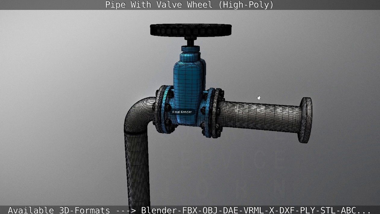 Pipe With Valve Wheel High-Poly 3D model_132
