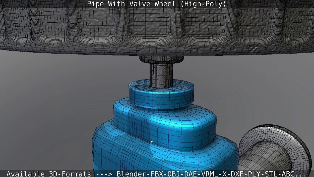 Pipe With Valve Wheel High-Poly 3D model_57
