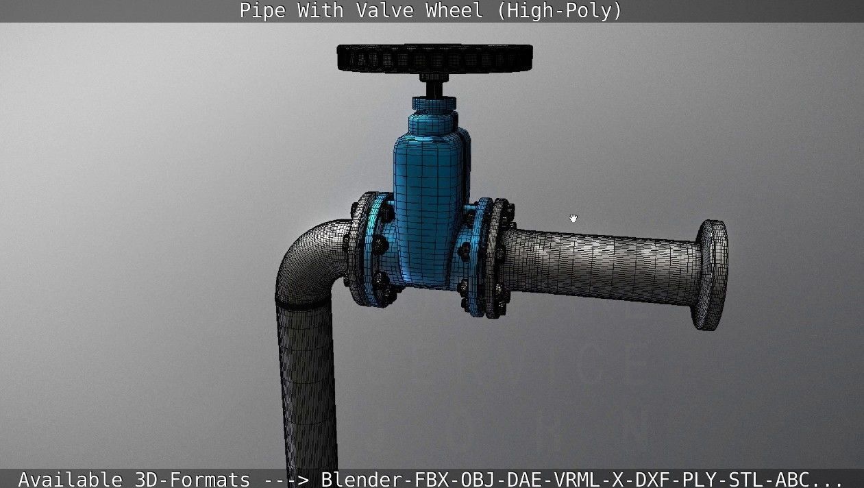 Pipe With Valve Wheel High-Poly 3D model_135